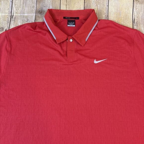 Nike Dri Fit Tiger Woods Collection Polo Shirt Snap Collar Red XXL 2XL